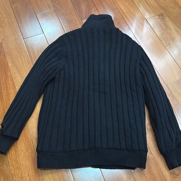 Structure Vintage Black High Neck Fleece Quilted lined Knit Cardigan size XXL - Picture 9 of 11